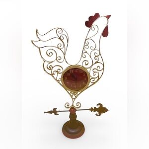 Decorative Rooster Vintage Standing Metal Clock - Farmhouse Chic decor 11 X 20